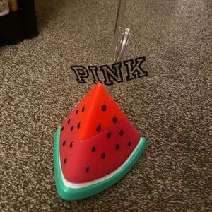 PINK watermelon drinking cup with straw